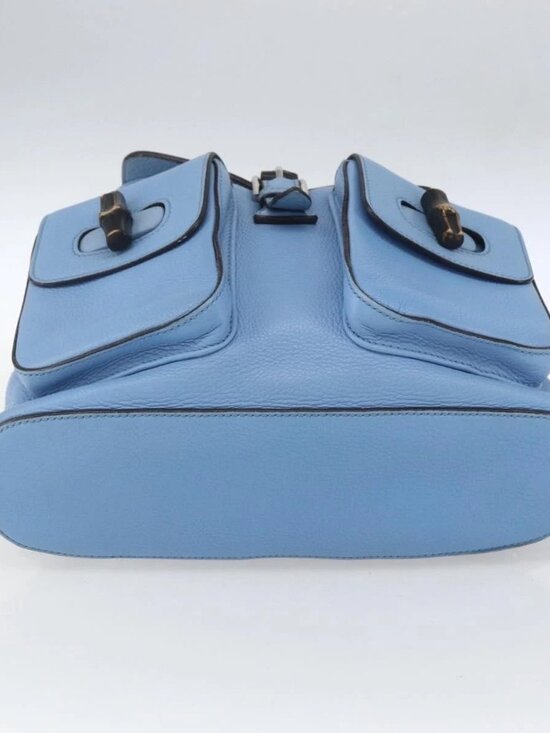 GUCCI Bamboo Backpack Leather Light Blue Silver 370833 Auth BA9273V main image 15